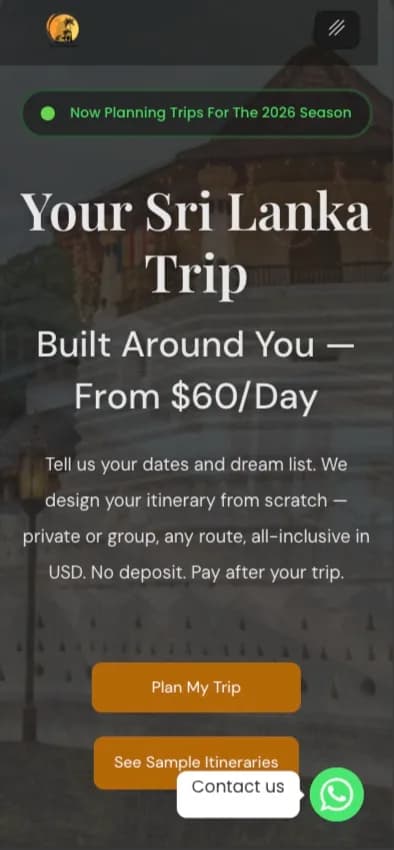 Tropical Vista Tours website homepage